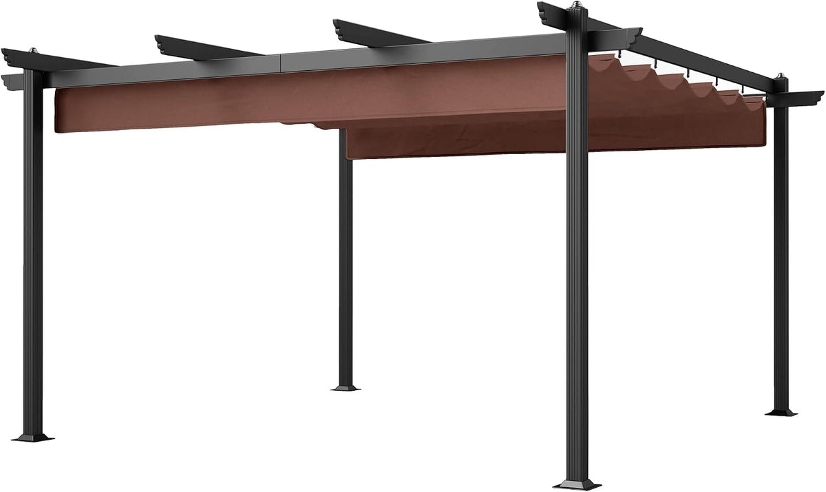 Outsunny 13' x 13' Retractable Pergola Canopy with Stronger Aluminum Frame, Outdoor Pergola Sun Shade Shelter for Garden, Patio, Backyard, Deck, Brown