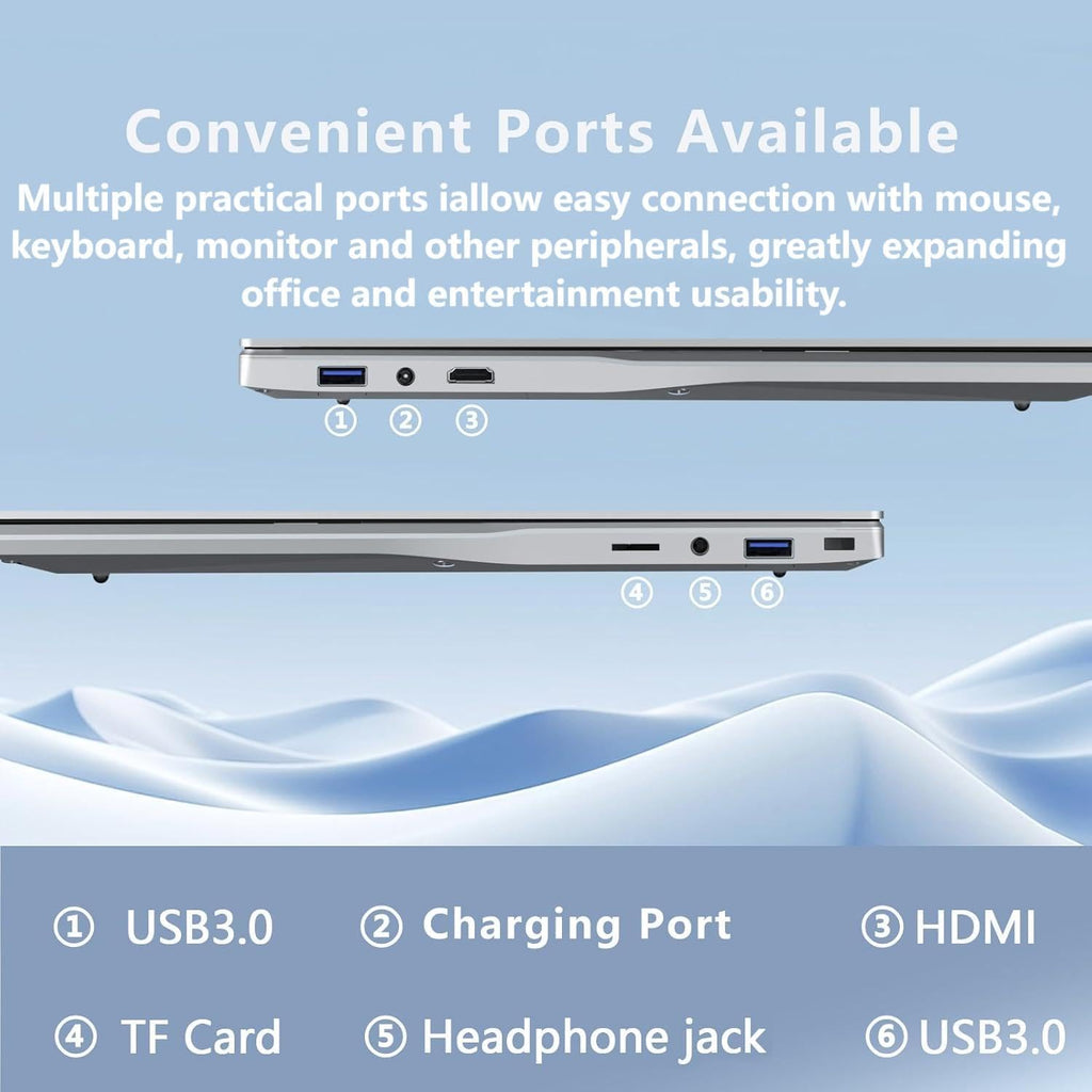 DUNHOO 15.6 Inch Laptop, Laptops 16GB RAM 512GB SSD, Lap Top Computer N5095, Portable Laptops 180 Angle Opening, Fingerprint Unlock Backlit Keyboard 1920 * 1080 FHD IPS MINI-HDMI