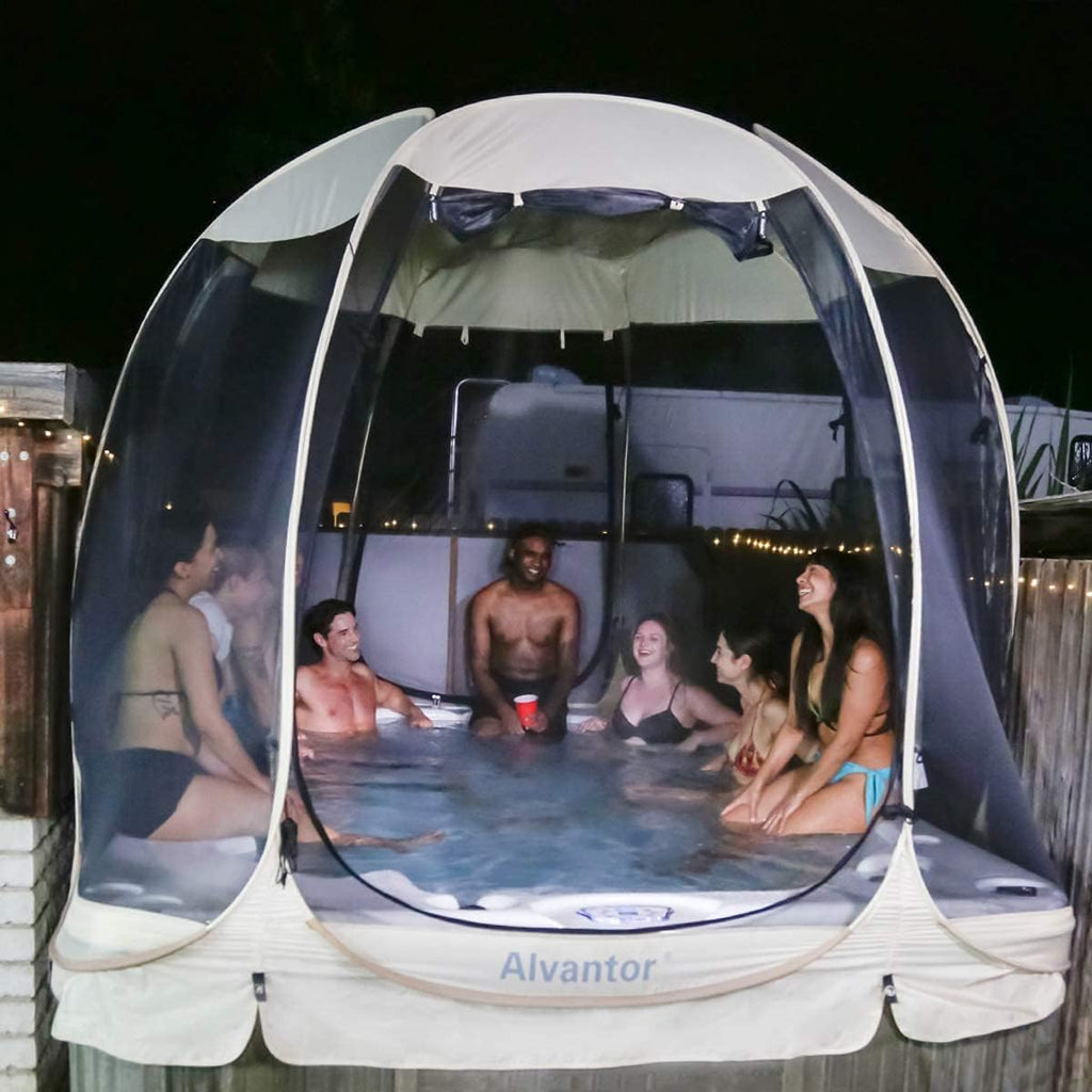 Alvantor® Screen House Room Camping Tent Outdoor Canopy Pop Up Sun Shade Shelter 10 Mesh Walls Not Waterproof Beige 15'x15' Patent Pending