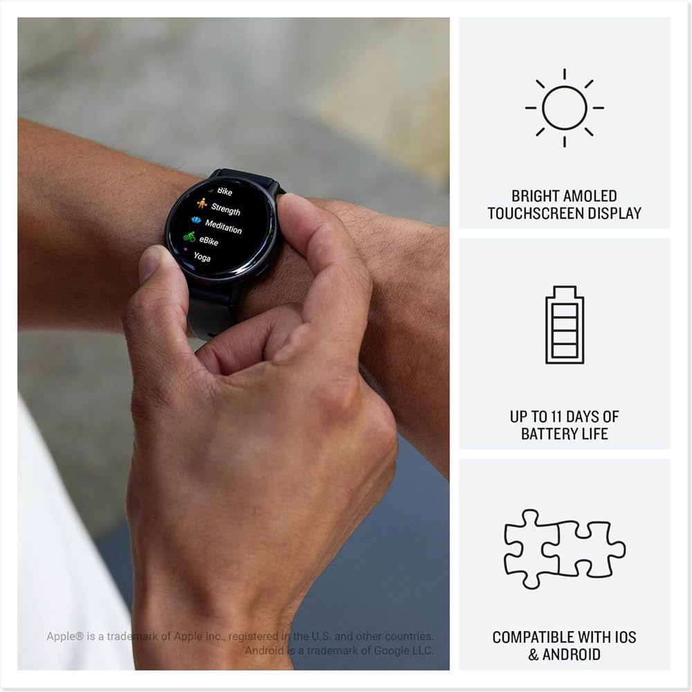 Garmin 010-02862-12 Vivoactive 5 Fitness Smartwatch, Navy | Official USA Partner Model | Bundle with Deco Essentials 2-Pack Screen Protector and 2 YR CPS Enhanced Protection Pack