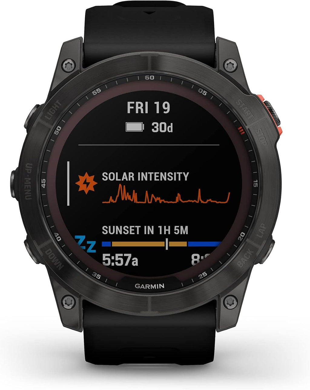 Garmin Fenix 7X Solar-Powered Waterproof 1.4-Inch Display Multisport GPS Watch with Built-in LED Flashlight and Bluetooth (Slate Gray with Black Band)