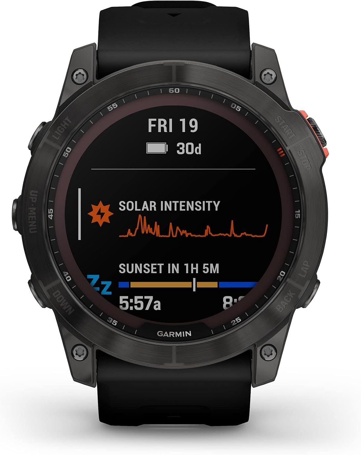 Garmin Fenix 7X Solar-Powered Waterproof 1.4-Inch Display Multisport GPS Watch with Built-in LED Flashlight and Bluetooth (Slate Gray with Black Band)