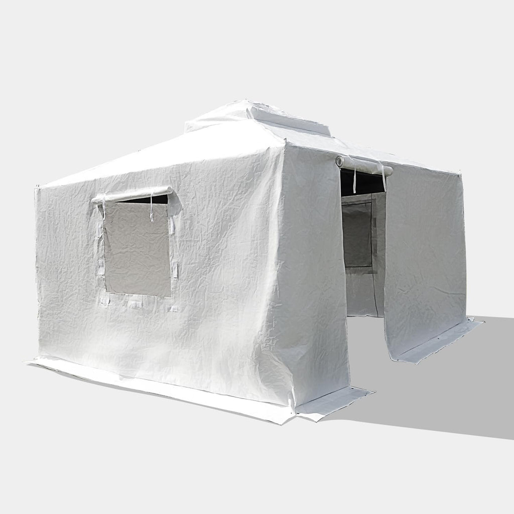 Domi 10' x 10' Universal Winter Gazebo Cover, All Season Waterproof Enclosed Cover with Sidewalls & Ventilated Mesh Windows, All-Weather Outdoor Cover for Hardtop Gazebos, White