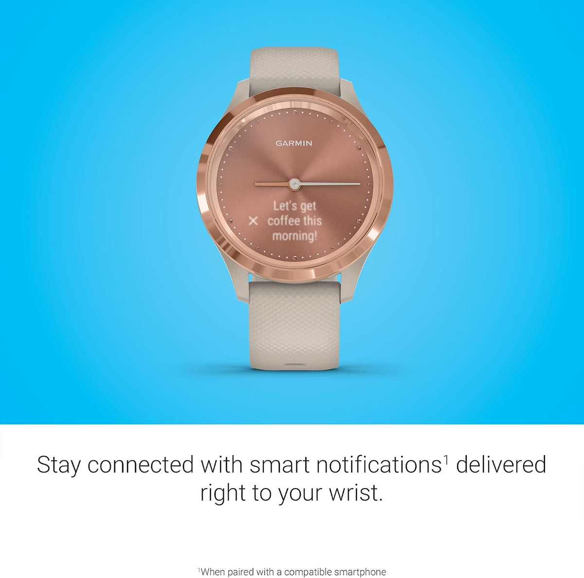 Garmin Hybrid Smartwatch with Real Watch Hands and Hidden Color Touchscreen Displays, Rose Gold with Light Sand case and Band, 39mm, 010-02238-02