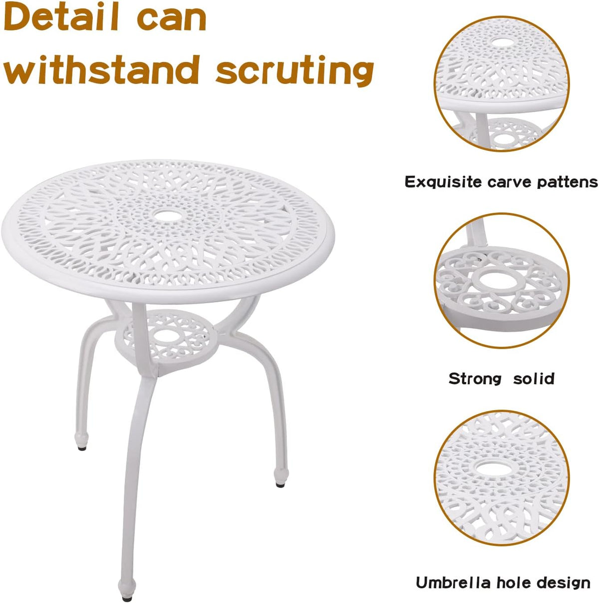 YKSY&YKSY 3-Piece Patio Bistro Furniture Set Cast-Aluminum Bistro Table Set for Lawn,Garden,Backyard
