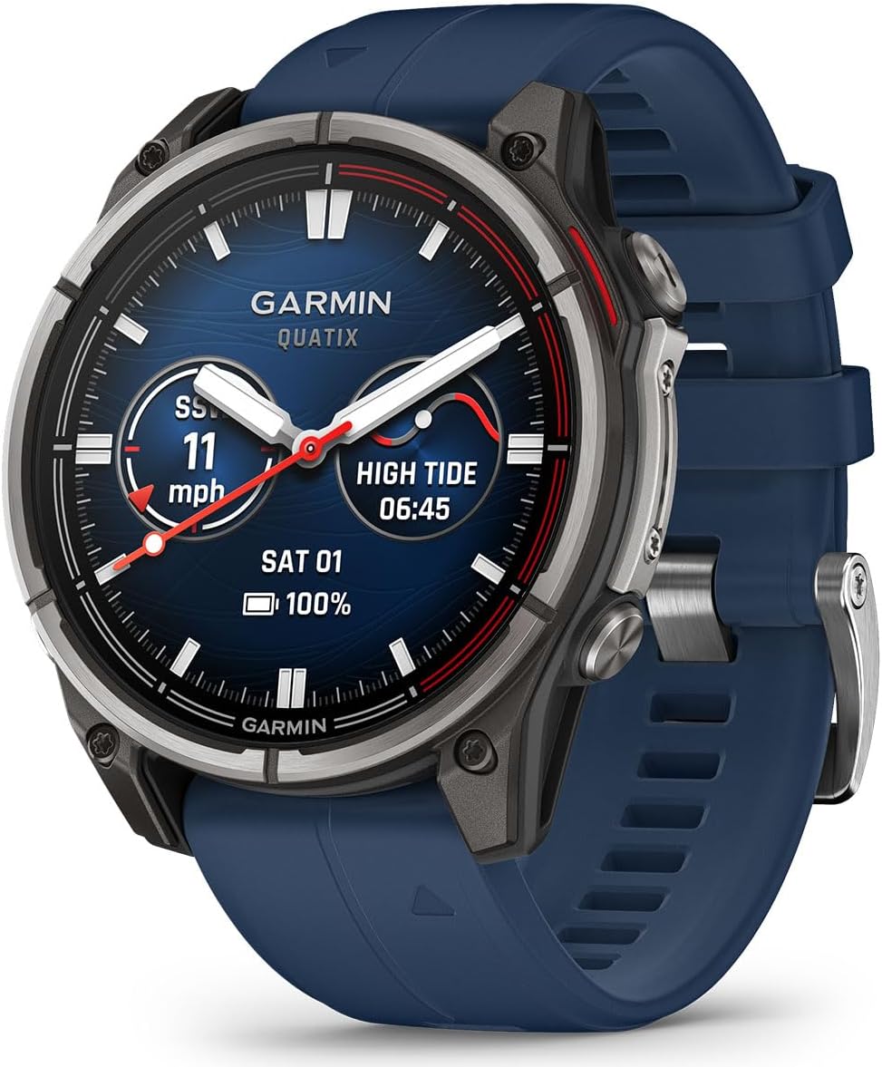 Garmin quatix 8 (47 mm) Marine GPS Smartwatch Bundle - Bright AMOLED Display, Chartplotter Controls, Built-in Flashlight, 24/7 Health & Wellness Features with PlayBetter Portable Charger