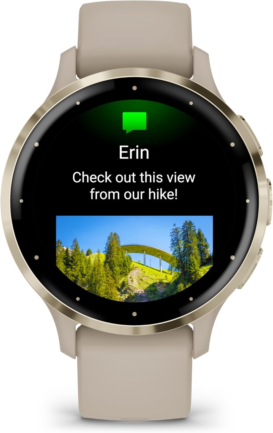 Garmin Venu 3S Advanced Fitness & Health Tracker Smart Watch Soft Gold Stainless Steel Bezel with 41 MM French Gray Case and Silicone Band 1.2 Inch AMOLED Touch Screen Display