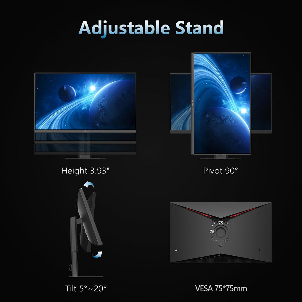 INNOCN 24.5' Monitor 1920 x 1080p 240Hz 1ms Gaming PC Computer IPS Display HDR400 HDMI, DisplayPort, Height/Pivot Adjustable Stand, Mountable, Black - 25G2H Plus