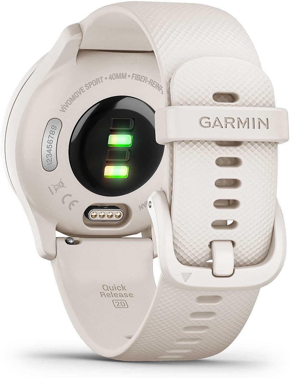 Garmin vivomove Sport, Hybrid Smartwatch, Health and Wellness Features, Touchscreen, White