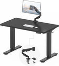 FLEXISPOT EN2 48''x24'' Standing Desk with Monitor Mount Bundle, One-Piece Desktop, Fully Adjustable Single Monitor Arm with Cable Management, Bundle for Home Office, Gaming & Study, Black