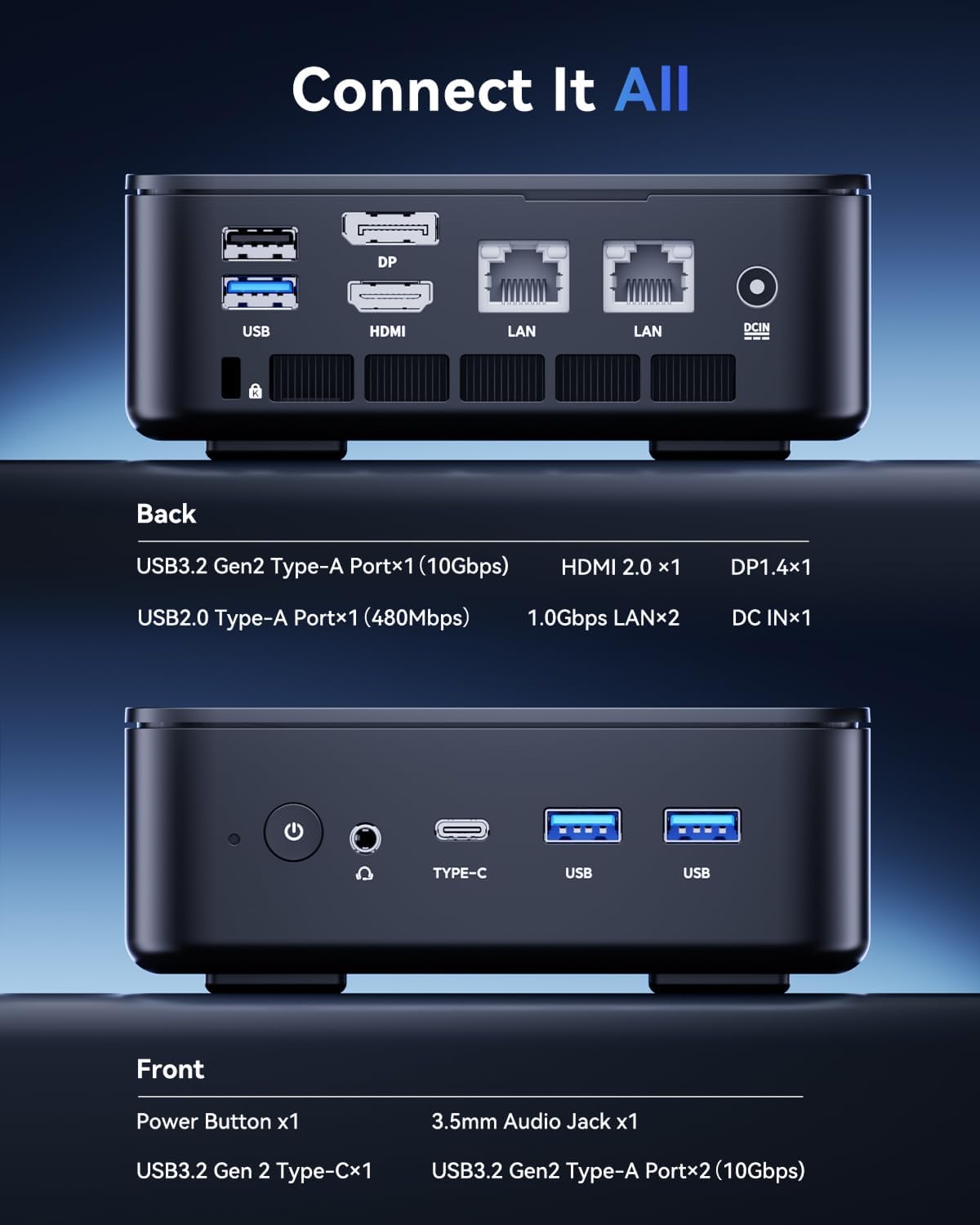 KAMRUI Mini PC, Ryzen 5 3500U (Beats N150/N97 Up to to 3.7 GHz), 16GB RAM 1TB SSD Mini Computers, Mini Desktop Computers Support Dual LAN, Triple 4K Display, WiFi, BT, Office, Home, Business
