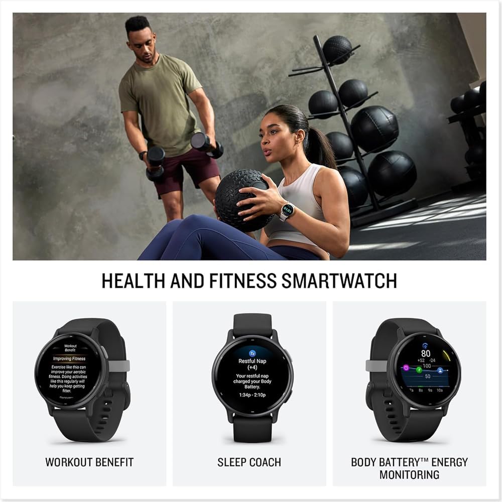Garmin 010-02862-13 Vivoactive 5 Fitness Smartwatch, Orchid | Official USA Partner Model | Bundle with Deco Essentials 2-Pack Screen Protector and Tech Smart USA Fitness & Wellness Suite