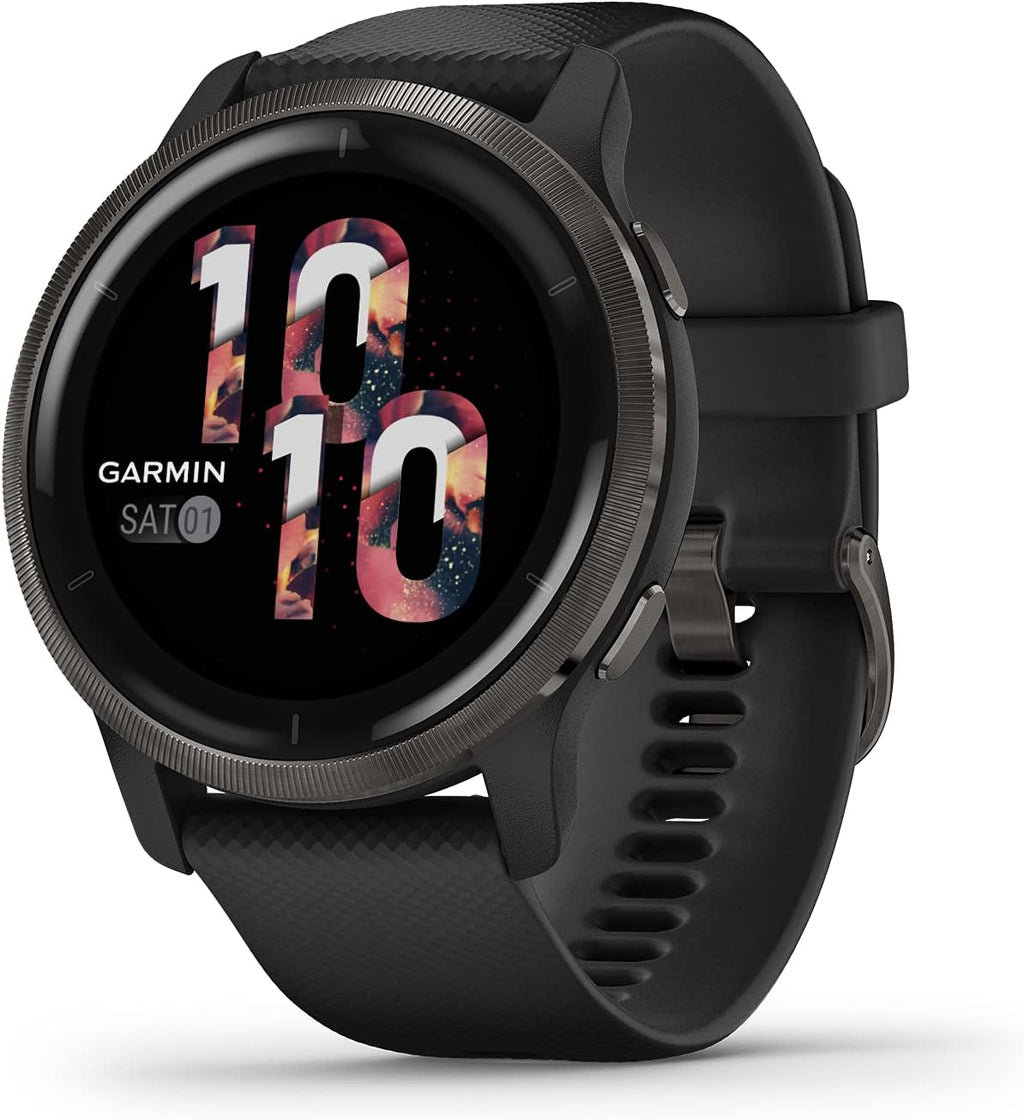 Garmin Venu 2, GPS Smartwatch with Advanced Health Monitoring and Fitness Features, Slate Bezel with Black Case and Silicone Band