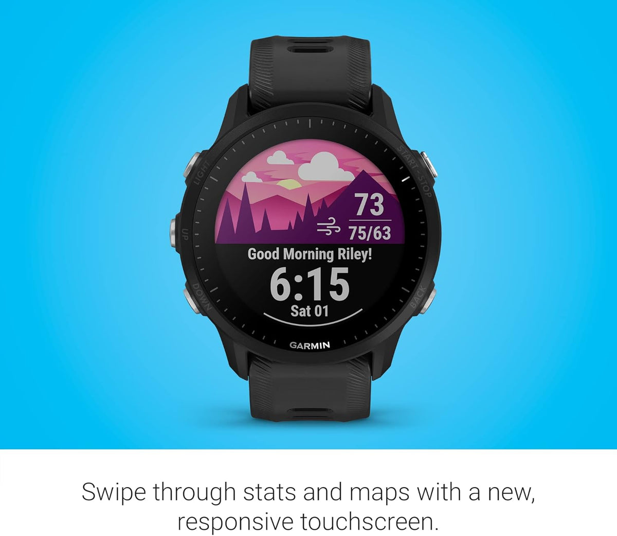 Garmin Forerunner® 955 Solar, GPS Running Smartwatch with Solar Charging Capabilities, Tailored to Triathletes, Long-Lasting Battery, Black - 010-02638-00