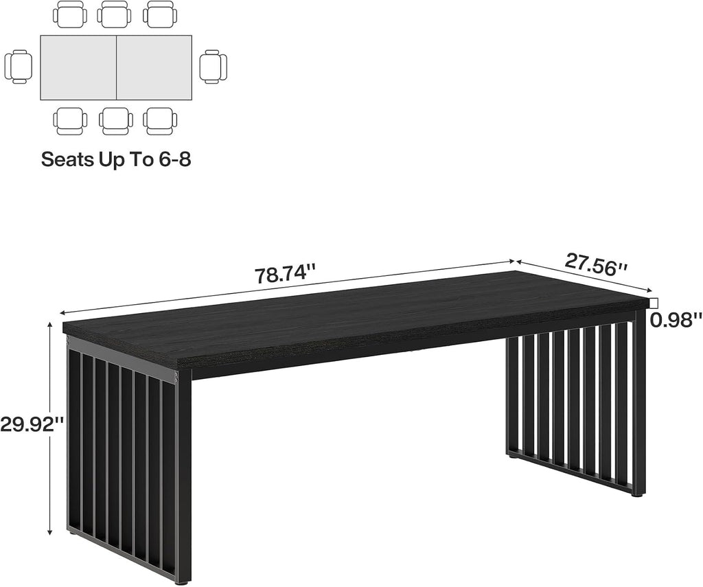 Tribesigns 78.74' Extra Long Computer Desk for 2 Person, Double Long Desk with Heavy Duty Metal Frame, Double Workstation Study Table for Home Office (Without Chair) (Black)