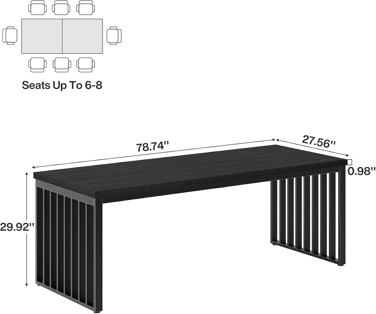 Tribesigns 78.74' Extra Long Computer Desk for 2 Person, Double Long Desk with Heavy Duty Metal Frame, Double Workstation Study Table for Home Office (Without Chair) (Black)