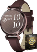 Garmin 010-02839-03 Lily 2 Classic Dark Bronze with Mulberry Leather Band Smartwatch | Official USA Partner Model | Bundle with Deco Essentials Exclusive 26 Month CPS Enhanced Protection Pack