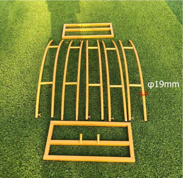 Round Rose Garden Pavilion Arch, Heavy Duty Metal Wedding Arch, Rust-Proof Round Backdrop Party Decoration Moon Gate with Base (Size: 2.4x2.8m, Color: Black)(Size:2.2x2.6m,Color:Yellow)