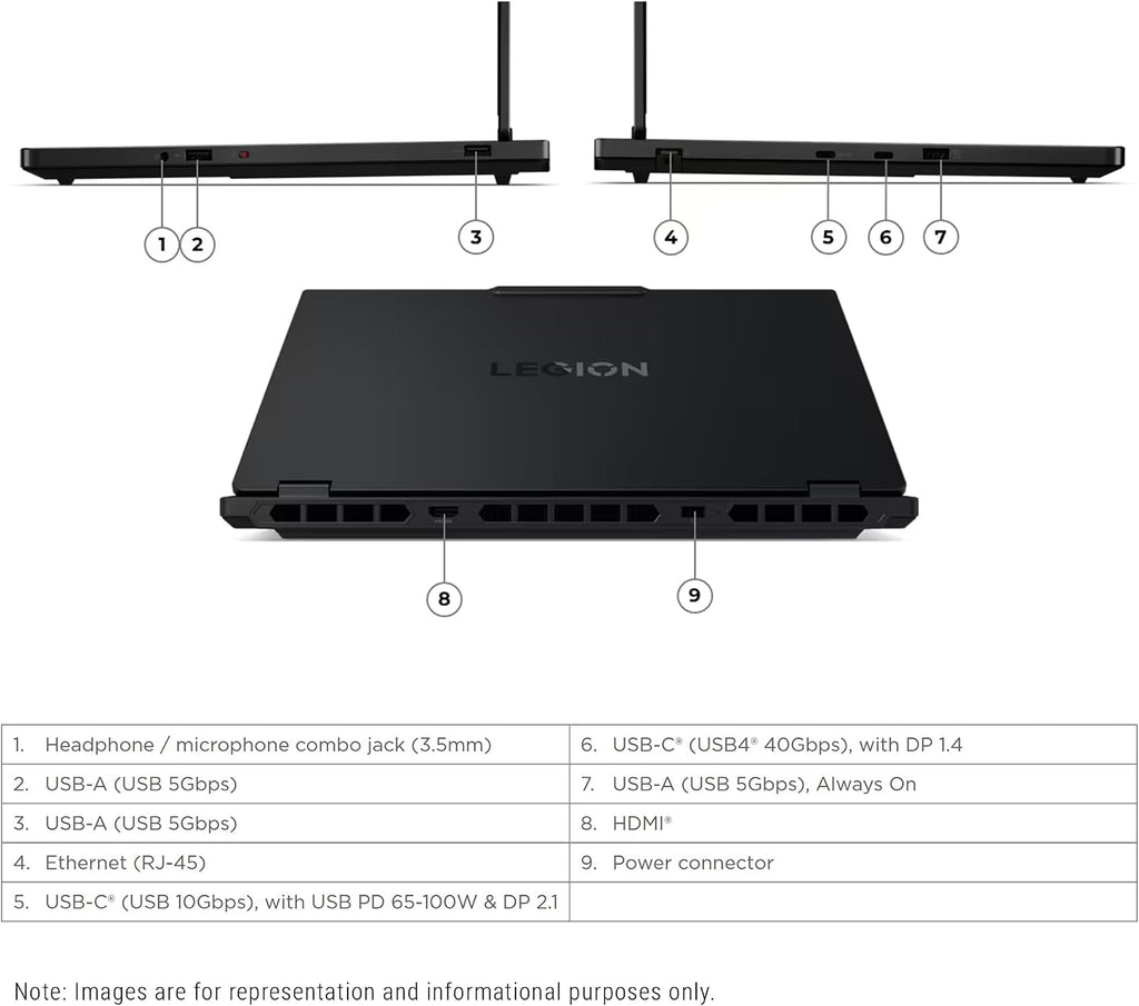 Lenovo Legion 5 Gen 10 Gaming Laptop, AMD Ryzen 7-260, 32 GB DDR5 RAM, 1 TB PCIe SSD, 15.1' WQXGA (2560x1600) Display, Nvidia G-Force RTX 5060, 24-Zone RGB Backlit Keyboard, W11 Pro, Eclipse Black