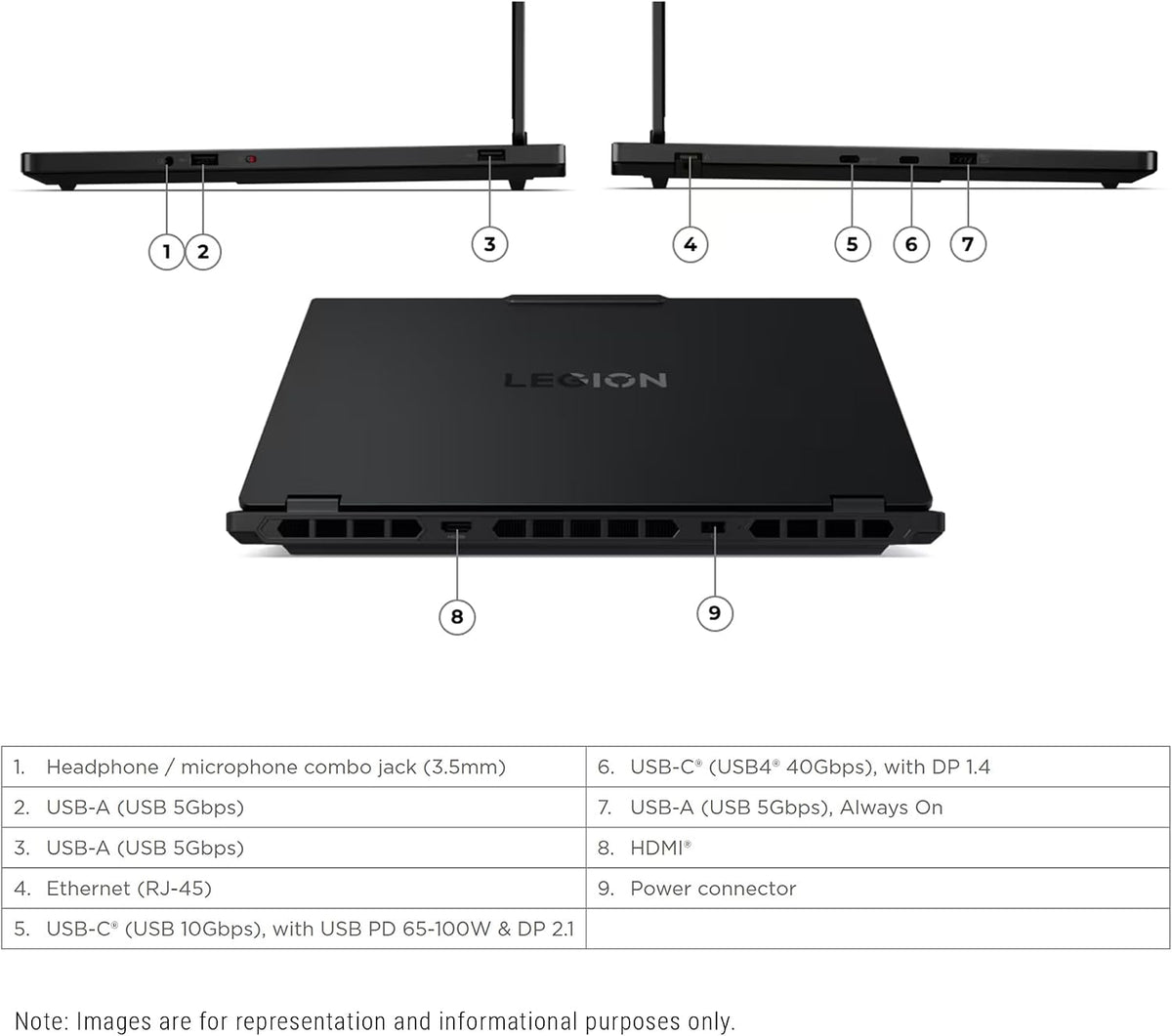 Lenovo Legion 5 Gen 10 Gaming Laptop, AMD Ryzen 7-260, 16 GB DDR5 RAM, 1 TB PCIe SSD, 15.1' WQXGA (2560x1600) Display, Nvidia G-Force RTX 5060, 24-Zone RGB Backlit Keyboard, W11 Home, Eclipse Black
