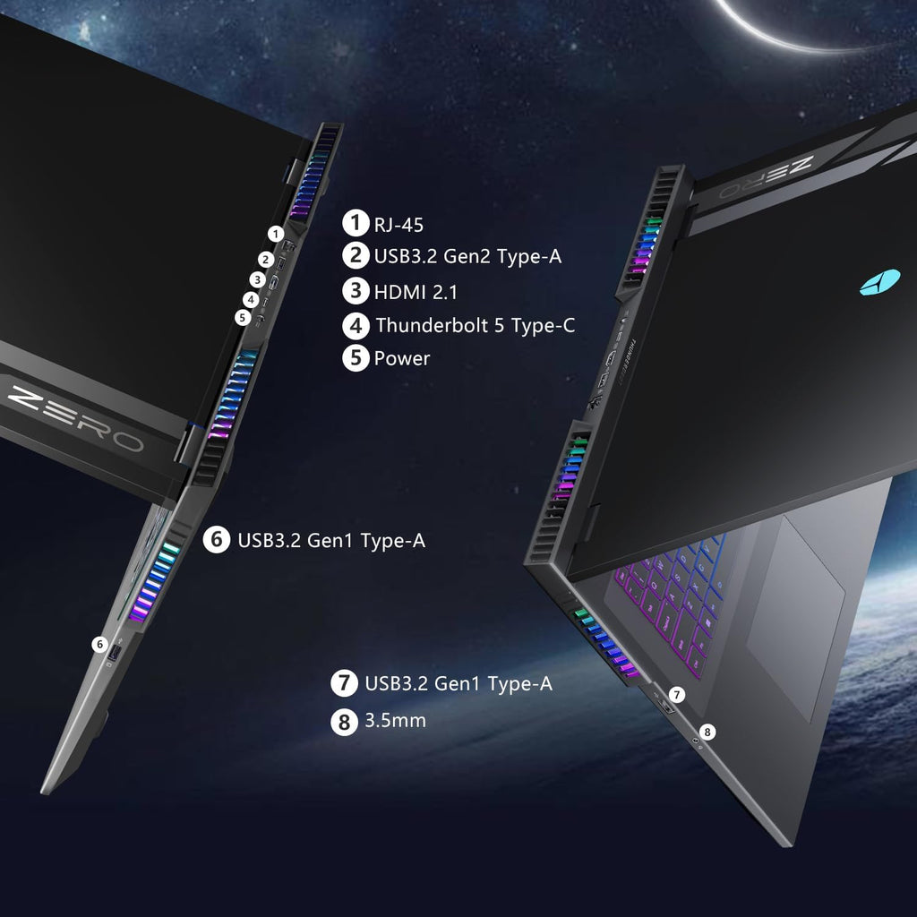 Thunderobot Zero 16 Pro 16' QHD+ 360Hz Gaming Laptop – RTX 5080 GPU, Core Ultra 9 275HX, 32GB DDR5, 1TB SSD, RGB Keyboard, Wi-Fi 6E, Windows 11 Home