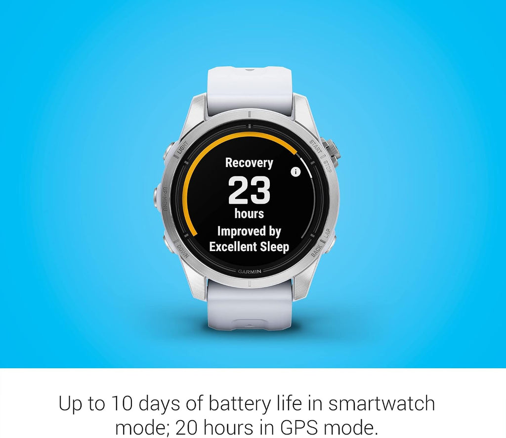 Garmin epix Pro (Gen 2), 42mm, High Performance Smartwatch, Advanced Training Technology, Built-in Flashlight, Whitestone