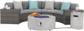 SUNSITT 8 Piece Patio Furniture Set with Propane Fire Pit Half-Moon Curved Patio Set Outdoor Sectional Sofa with 36in Grey Gas Fire Table & Tank Cover, Grey Rattan