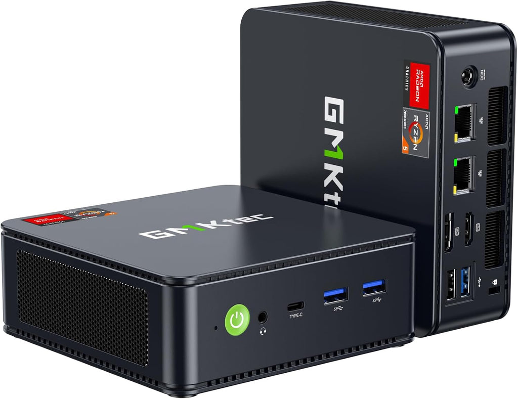 GMKtec M6 Ultra Gaming Mini PC Ryzen 7640HS (Upgraded 6600H/ 6800U), 32GB RAM DDR5 1TB SSD Dual NIC LAN 2.5GbE Desktop Computers Office Home, Triple 4K Display, WiFi 6, USB4, BT 5.2, DP, HDMI 2.0