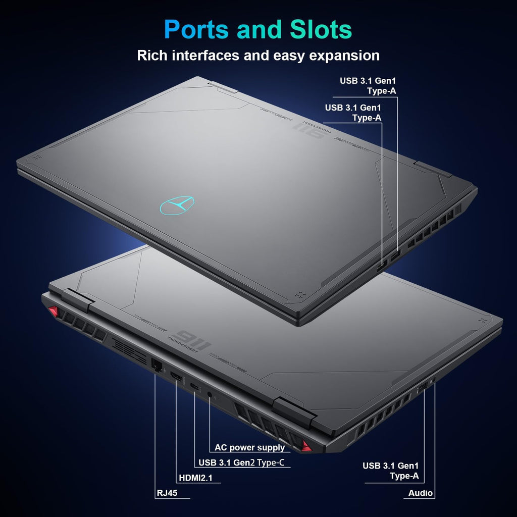 Thunderobot Radiant 16 i9 5070Ti 2.5K 300Hz Gaming Laptop, NVIDIA GeForce RTX 5070 Ti, Core i9-13900HX, 16' QHD+ 300Hz Display, 32GB DDR5, 1TB SSD, RGB Backlit KB, Wi-Fi 6, Win 11 Home, Black