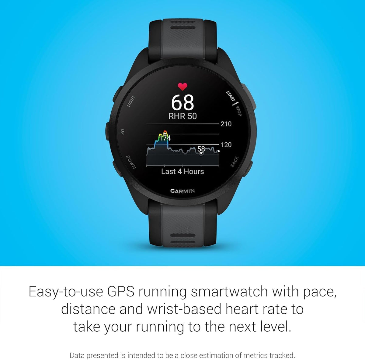 Garmin Forerunner 165, G010-N2863-20 GPS, Black/Slate Grey, WW (Renewed)