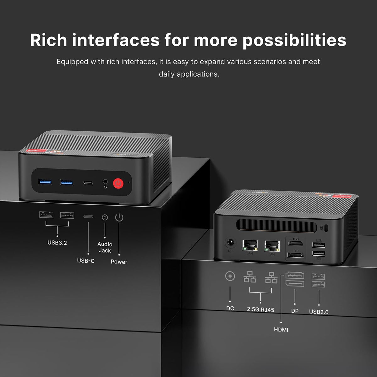 BOSGAME P4 Ultra Mini PC 11 Pro, Ryzen 7 7730U up to 4.5GHz, 16GB DDR4 1TB NVMe SSD Mini Computer, Dual 2.5G LAN Wi-Fi 6E BT5.2, 4K Triple Display(HDMI+DP+Type-C) for Home Office Business Light Gaming