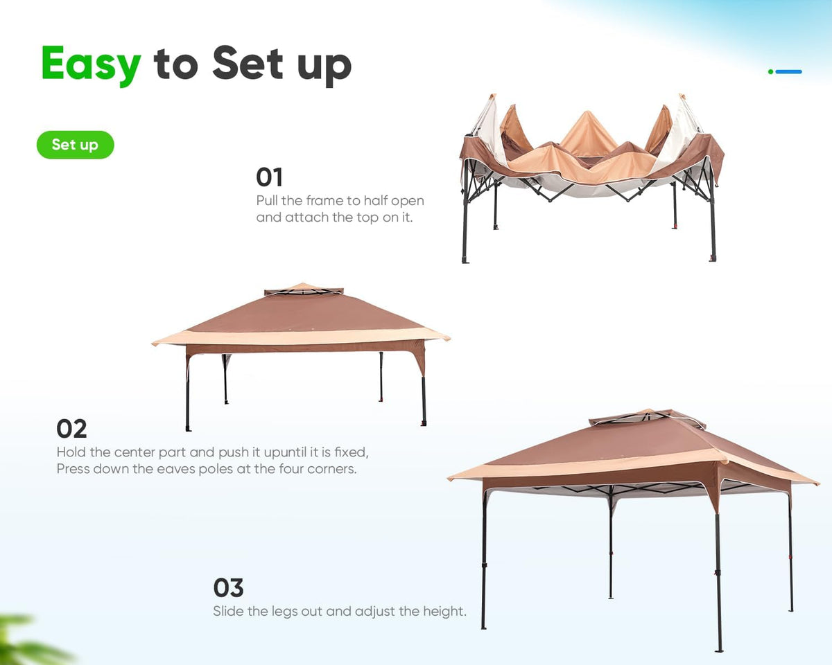 Quictent 12'x12' Pop up Gazebo Canopy Tent, One Person Set up Portable Instant Folding Shelter, Outdoor Canopy Tent with Extra Shade for Backyard, Patio, Party