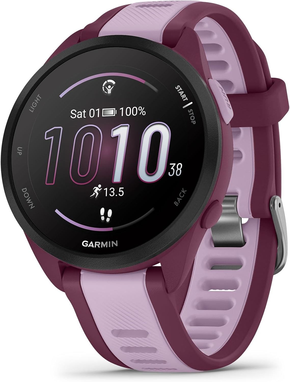 Garmin Forerunner 165 Music, Running Smartwatch, Colorful AMOLED Display, Training Metrics and Recovery Insights, Music on Your Wrist, Berry (Renewed)