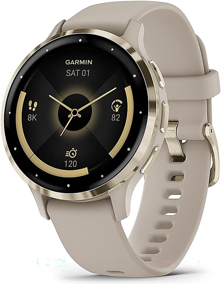 Garmin 010-N2785-02 Venu 3S Health Fitness GPS Smartwatch Soft Gold Bezel/Gray Band 41mm (Renewed) Bundle with 2 YR CPS Enhanced Protection Pack