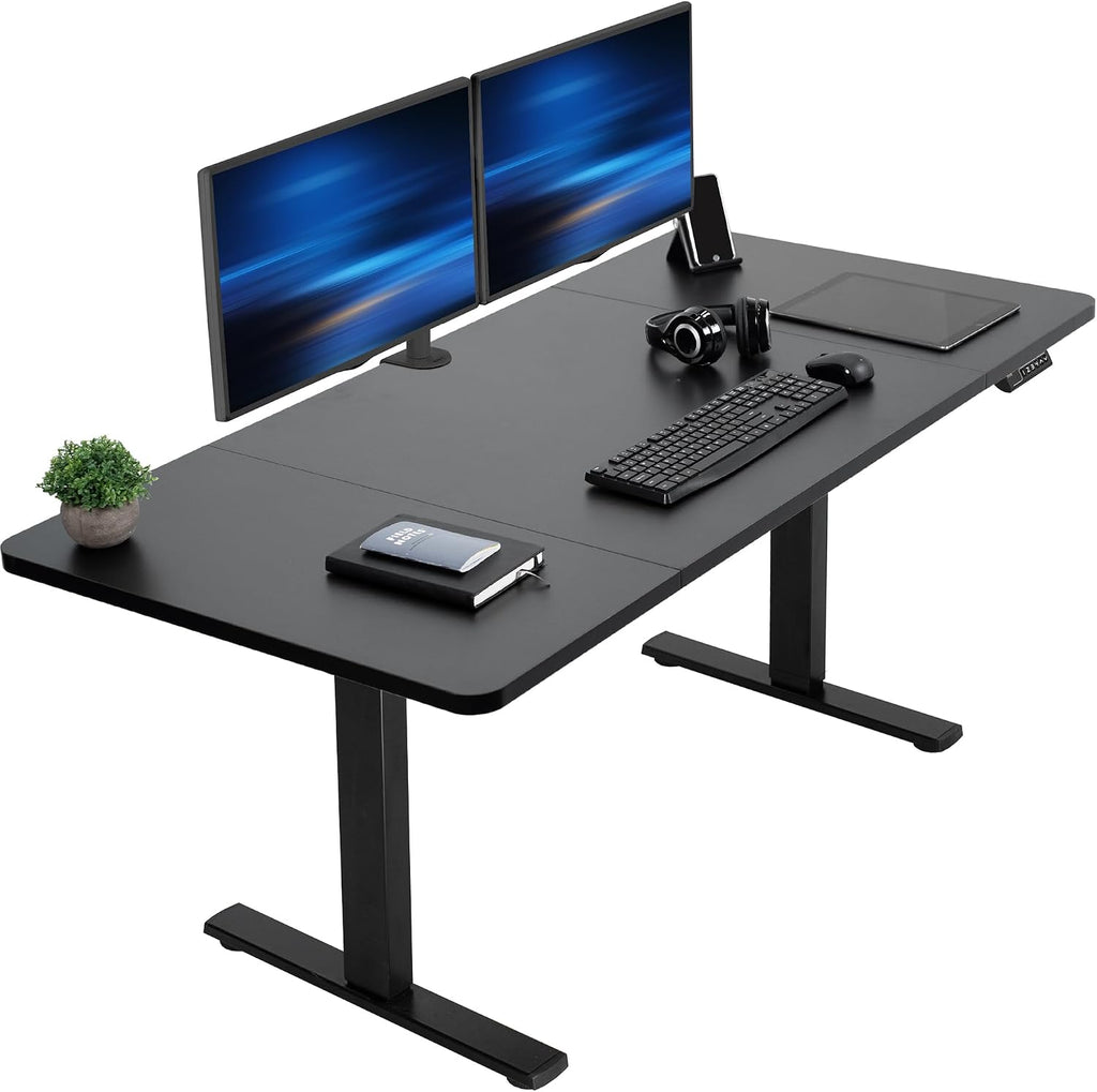 VIVO Electric 60 x 30 in Standing Desk, Memory Height Adjustment, 1B Series, Holds 220 lbs, Black Top Black Frame, DESK-KIT-1B6B-30
