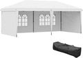 Outsunny 10' x 20' Pop Up Canopy Tent with 4 Sidewalls, Outdoor Portable Instant Canopy Shelter for Parties, Outdoor Instant Gazebo with Carry Bag for Garden, Patio, White