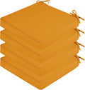 SK Studio Outdoor Chair Cushions for Patio Furniture, Set of 4 Waterproof Square Corner Memory Foam Patio Chair Cushion with Adjustable Ties Outdoor Seat Cushions, Yellow, 22'x22'x3'