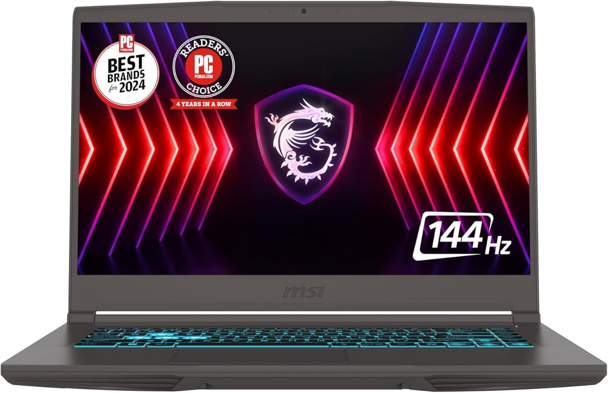 msi Thin 15.6' Gaming Laptop, 144Hz FHD, Intel Core i5-13420H, NVIDIA GeForce RTX 4060 4GB, 16GB DDR4 Memory, 512GB NVMe SSD, Windows 11, Black