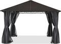Hardtop Patio Gazebo with Curtains and Netting by ABCCANOPY