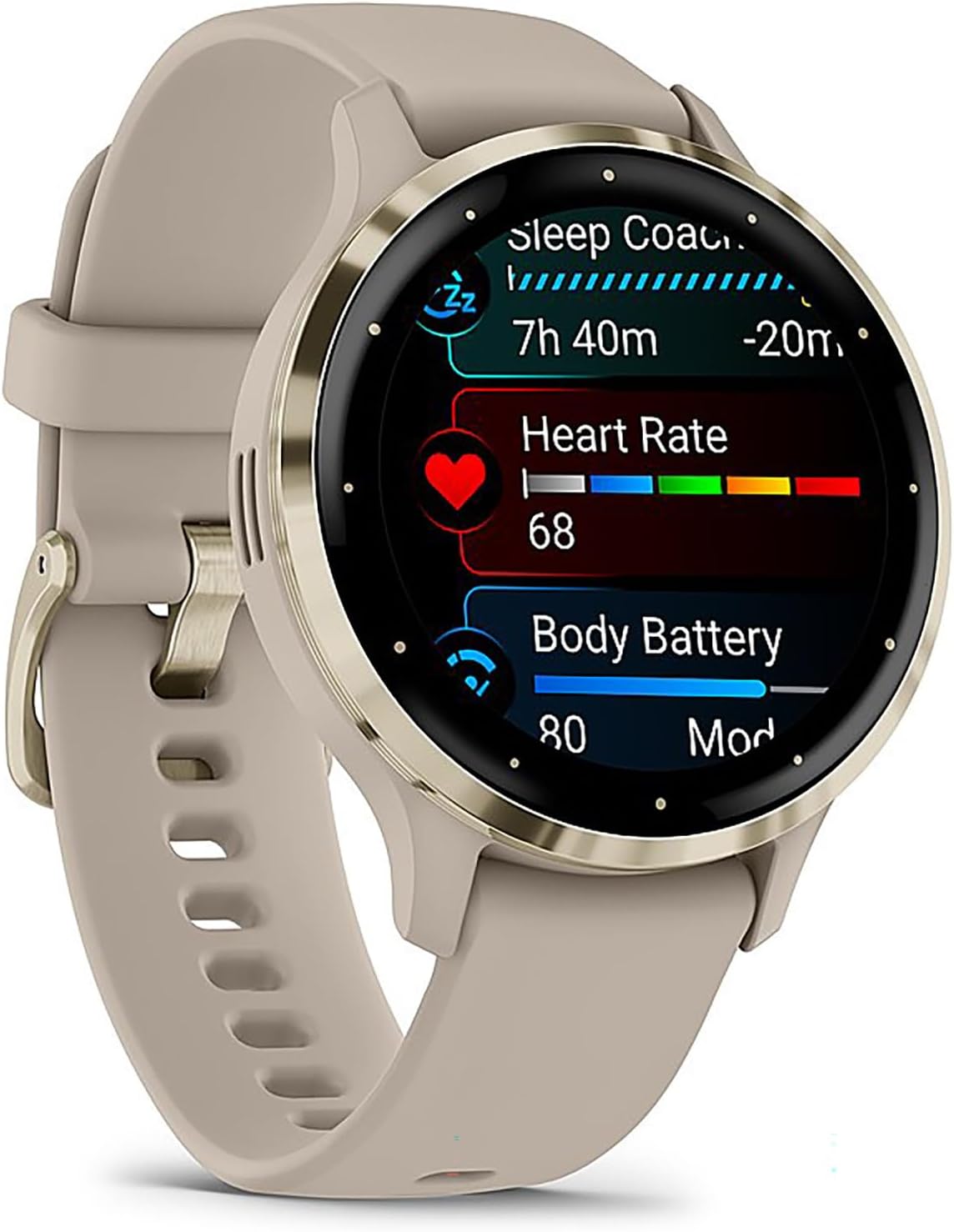 Garmin Venu 3S Health Fitness GPS Smartwatch Soft Gold Bezel/Gray Band (41mm) - (Renewed)