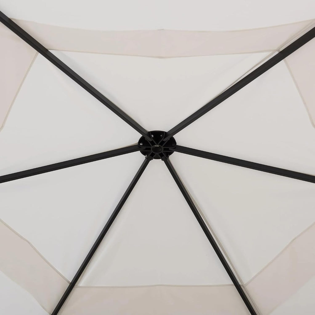 SUNJOY 11x11 ft. Pop Up Gazebo, 2-Tone Portable Canopy/Tent, Outdoor Hexagon Steel Frame Soft Top Gazebo with Mesh Sidewalls and Carry Bag, White & Black