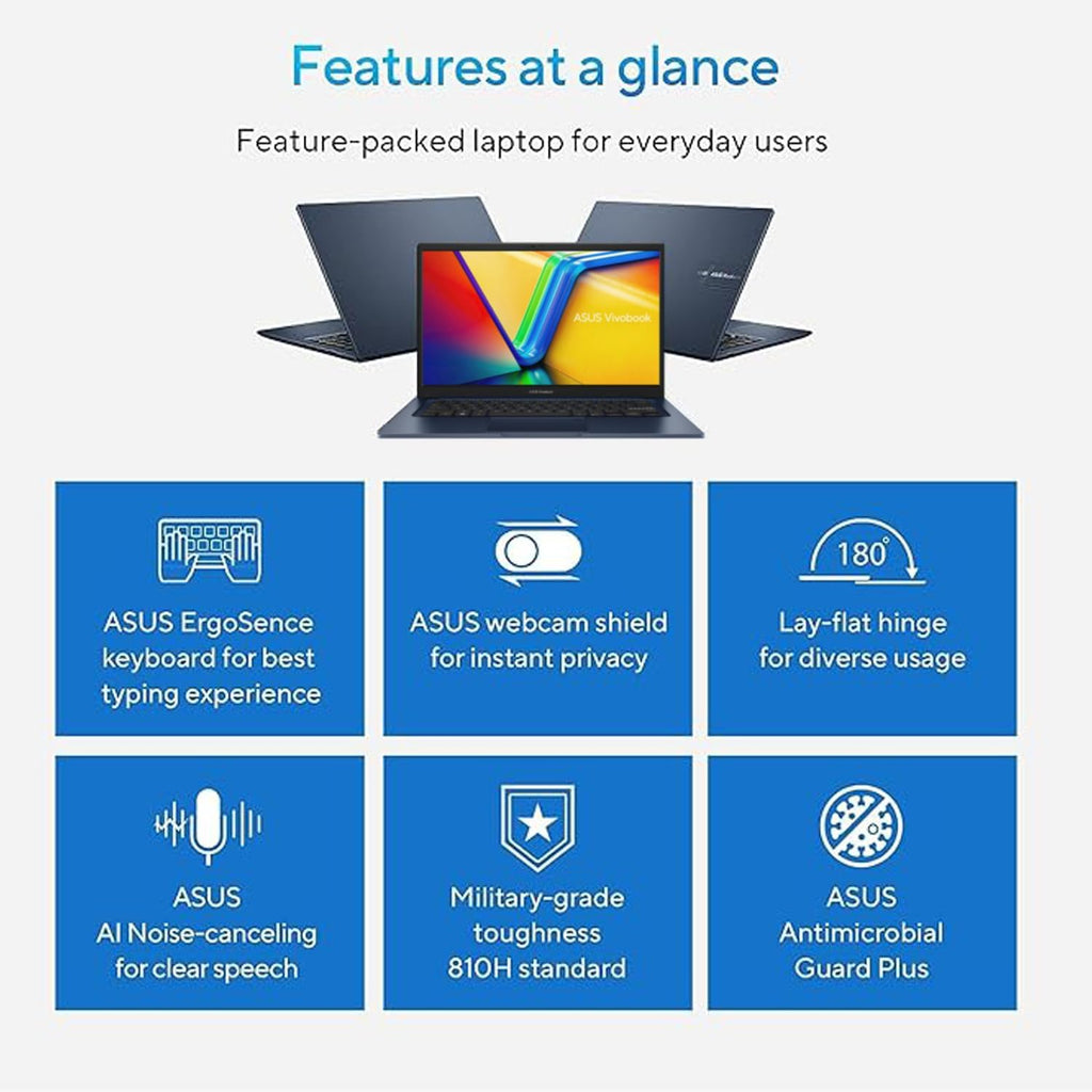 ASUS Vivobook Laptop, 14' FHD Display, i3-1215U, 24GB RAM, 2TB SSD, Wi-Fi 6, HDMI, Webcam, Touchpad, Windows 11 Home, Blue