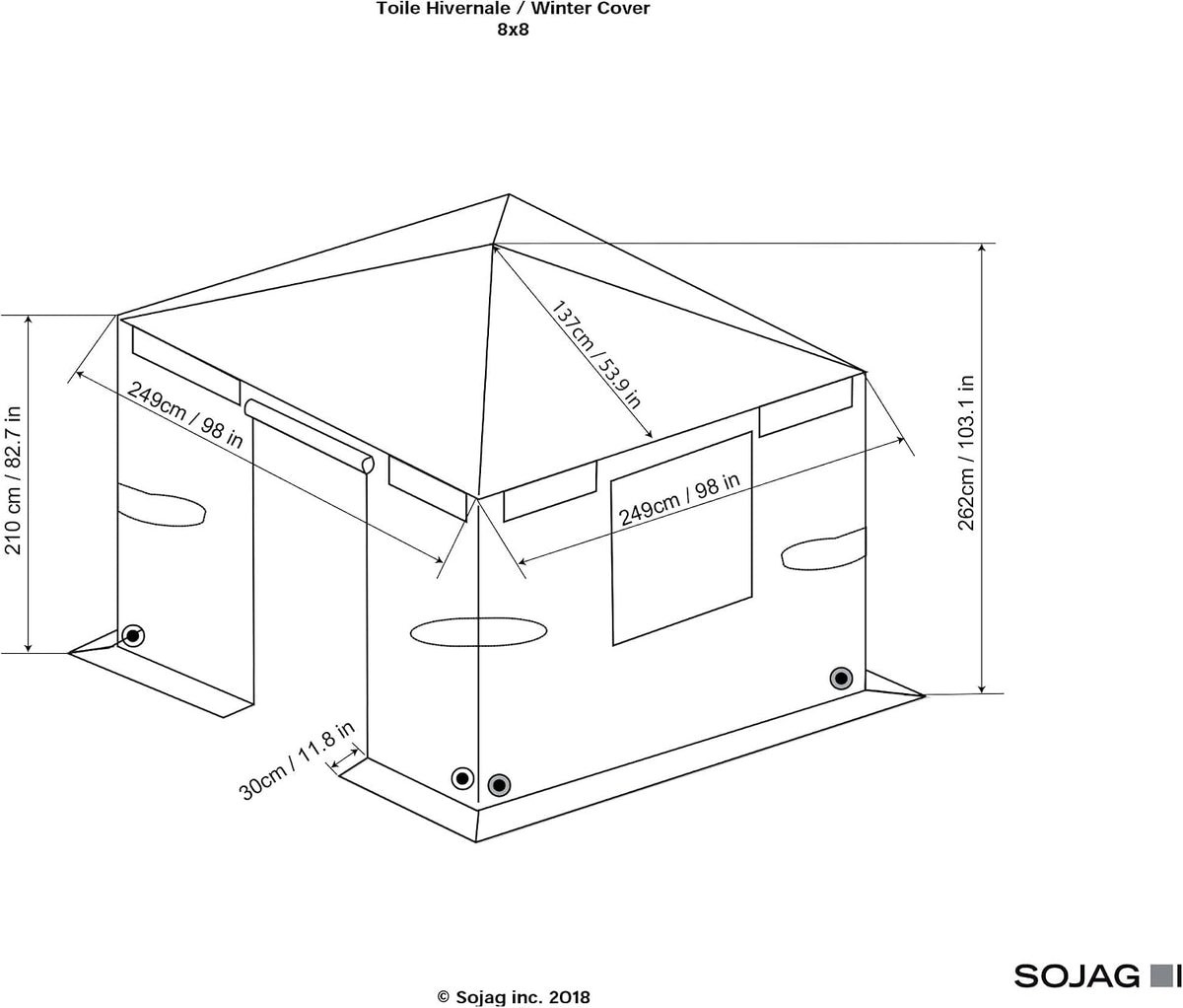 Sojag Winter Cover for Gazebos, Waterproof 8' x 8' Gazebo Accessory with Roll-Up Door, and Vented Panels, All-Season Outdoor Storage