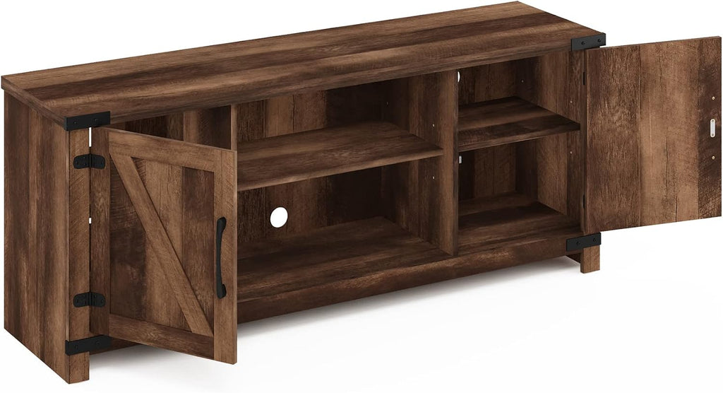 Furinno Cabinet Stand with Storage for TV up to 65 Inch, 70 Inch, Rustic Brown