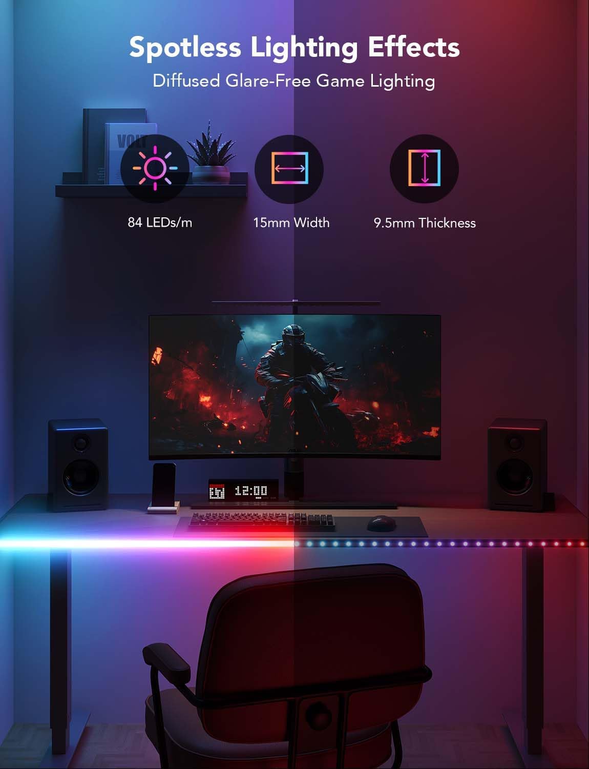 Govee RGBIC Neon Rope Lights for Desks, 16.4ft LED Gaming Desk Lights, Neon LED Strip Lights Syncing with Razer Chroma, Support Cutting, Smart App Control, Music Sync, Adapter (Only 2.4G Wi-Fi)