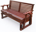 5FT Outdoor Glider with Cupholders, High Roll Back, 3-Seater Glider Chair, Outdoor Glider Bench with 800 LBS Capacity for Backyard, Porch, Balcony, Dark Brown