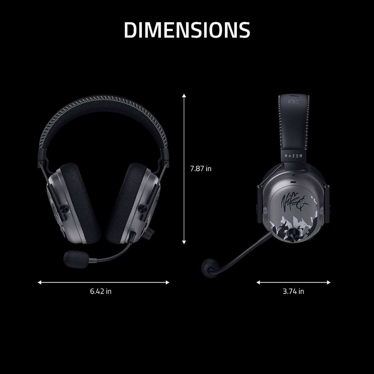 Razer BlackShark V3 Pro Wireless ANC Gaming Headset for PC: Full Band Mic - 50mm Driver - 2.4 GHz, Bluetooth, USB, 3.5mm - Works with PC, Mac, PS5, Nintendo Switch - Long Battery Life - Niko Edition