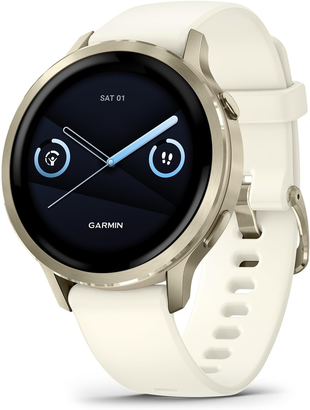 Garmin Venu 4, 41mm, Advanced Fitness Tracker GPS Smartwatch, 1.2' AMOLED Display, Built-in Flashlight, 10 Days of Battery Life, Lunar Gold with Bone Silicone Band (Watch Bundle)