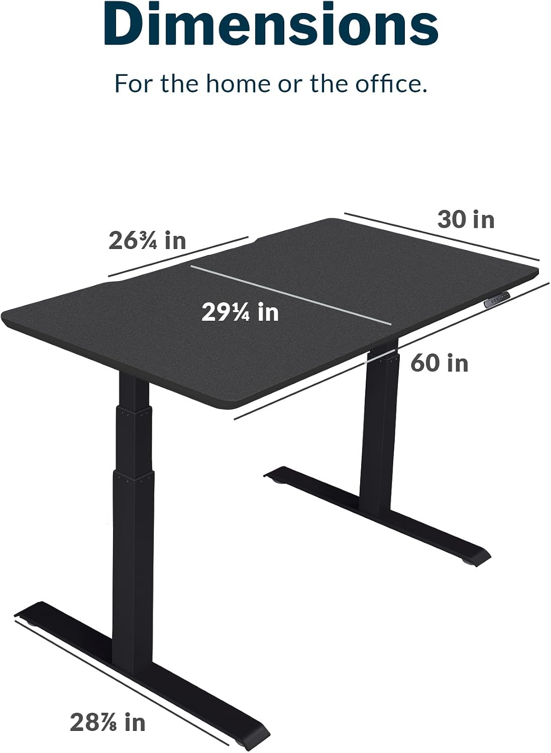 Vari Classic Electric Standing Desk - VariDesk Height Adjustable Sit/Stand Desk - Dual Motor with Memory Presets, Stable T-Style Legs - Gaming or Home Office Workstation - 60'x30', Black/Black