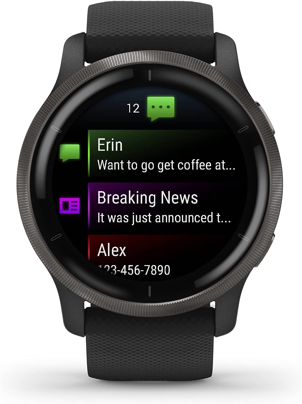 Garmin Venu 2, GPS Smartwatch with Advanced Health Monitoring and Fitness Features, Slate Bezel with Black Case and Silicone Band